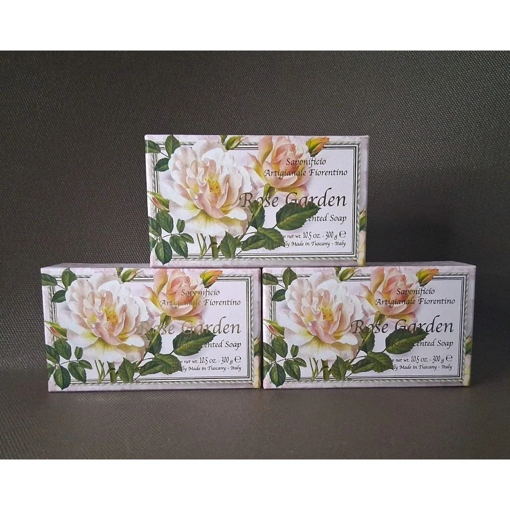 Saponificio Fiorentino Rose Garden Bar Soap Handmade In Italy 3 x 10.5 oz Sealed